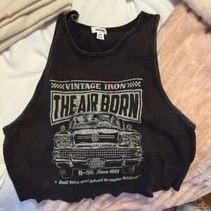 Black Vintage Iron Graphic Tank Top